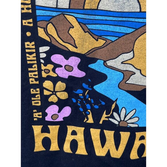Aloha Hawaii Graphic Tee Size Medium Black Cotton Crewneck Short Sleeve Graphic - Picture 3 of 6
